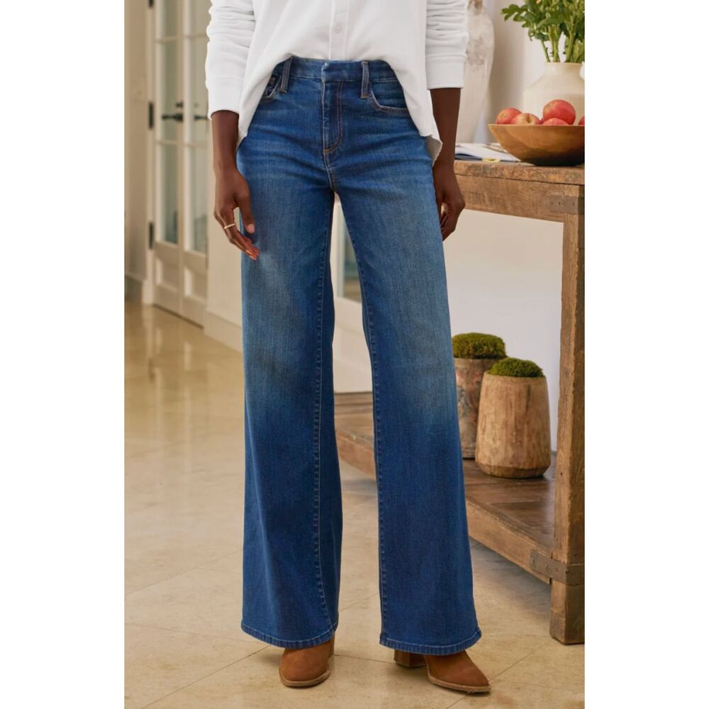 Frank & Eileen Galway Wide-Leg Jeans, Dark Wash, Size 32, Italian Dream Denim